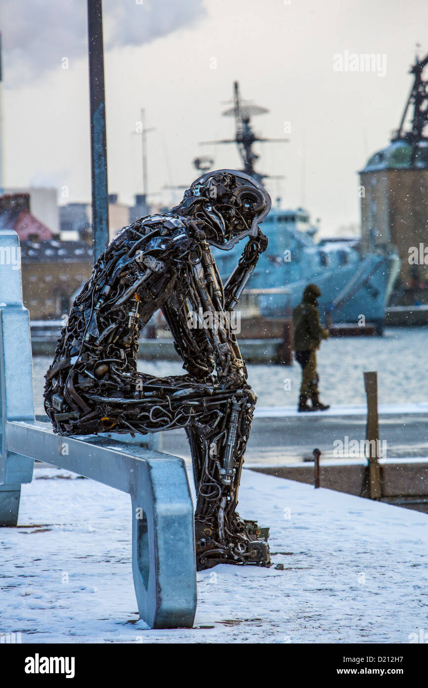 Metal sculpture in the inner port in Copenhagen, Denmark, Europe Stock Photo