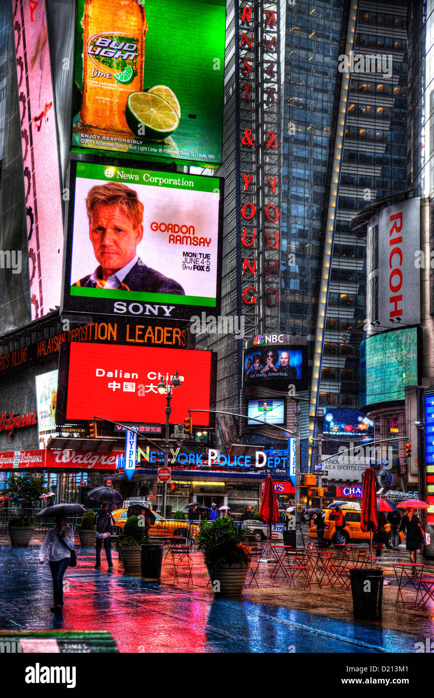 New York City, Manhattan, Times Square  NYPD police office outside department for police Stock Photo