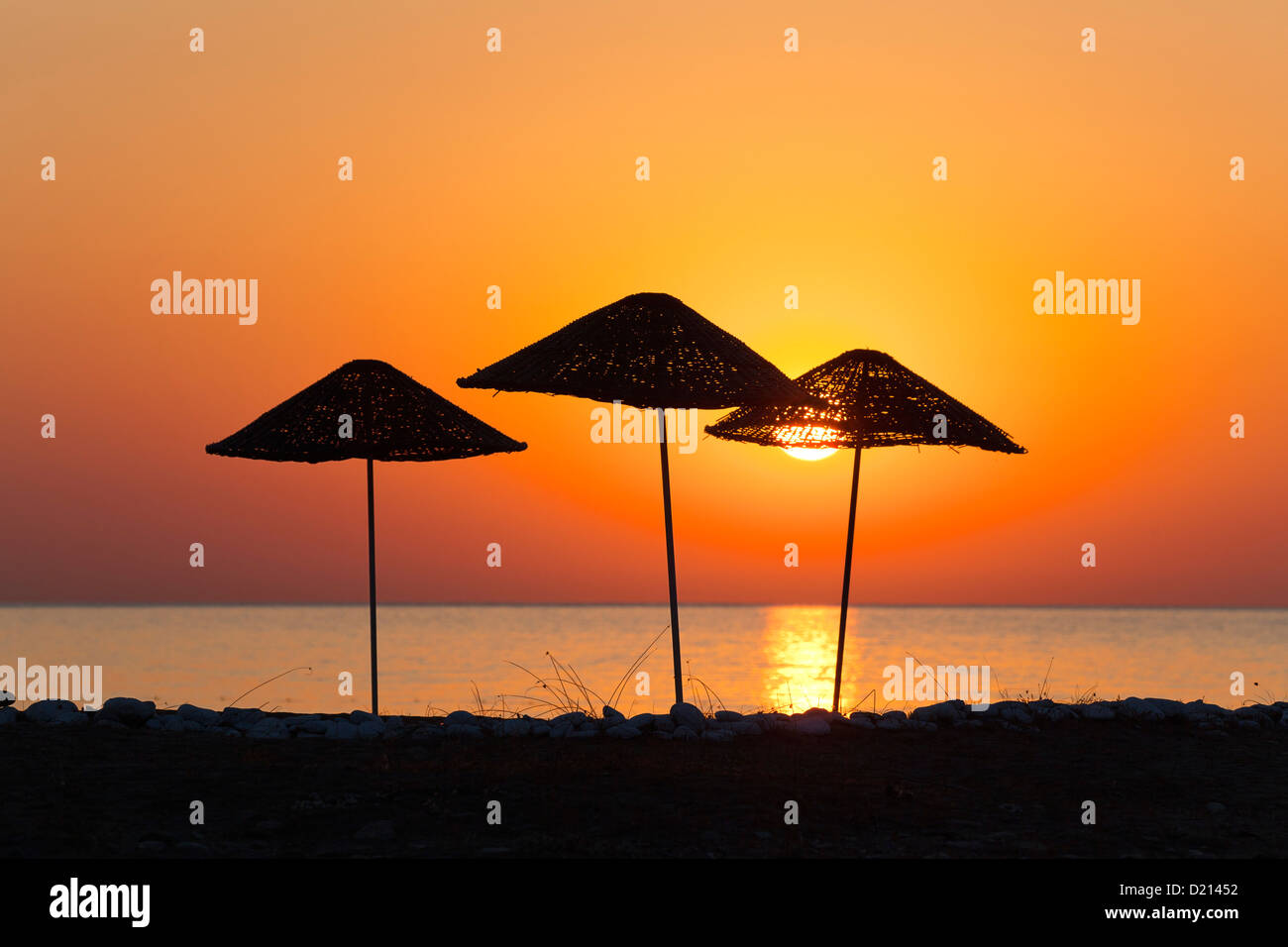 Sunrise at the beach, Cirali, lycian coast, Mediterranean Sea, Turkey, Asia Stock Photo