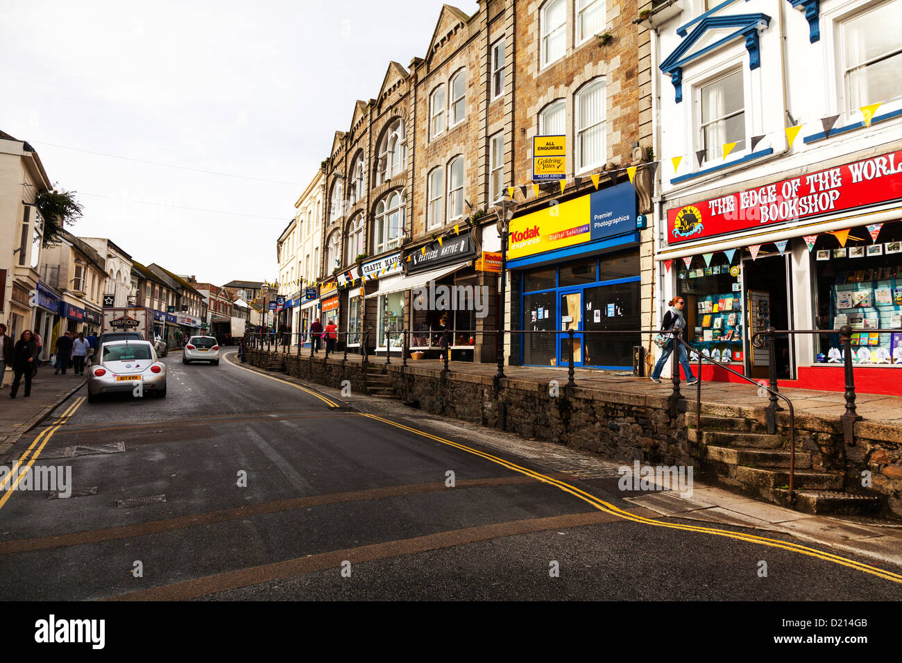 Penzance in Cornwall UK England main shopping street with shops and shoppers Stock Photo Alamy