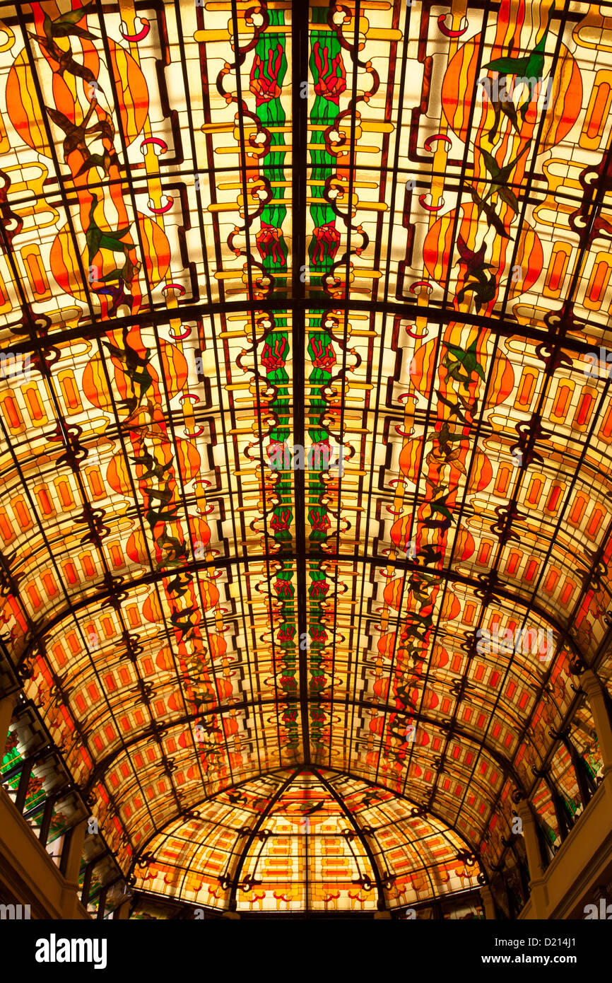 Stained Glass Ceiling In Hotel Raquel Havana Havana Cuba