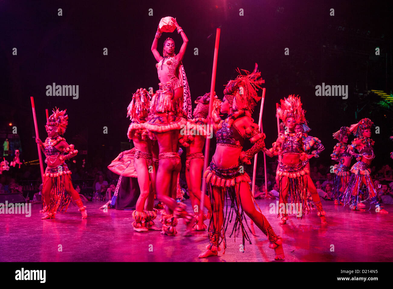 Dance performance at Tropicana cabaret club show, Havana, Havana, Cuba, Caribbean Stock Photo