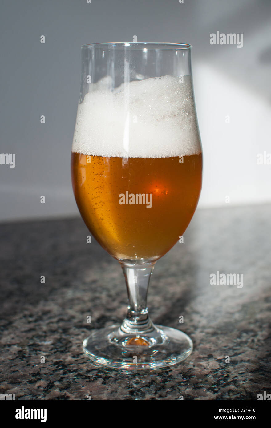 Beer in a glass with foam Stock Photo