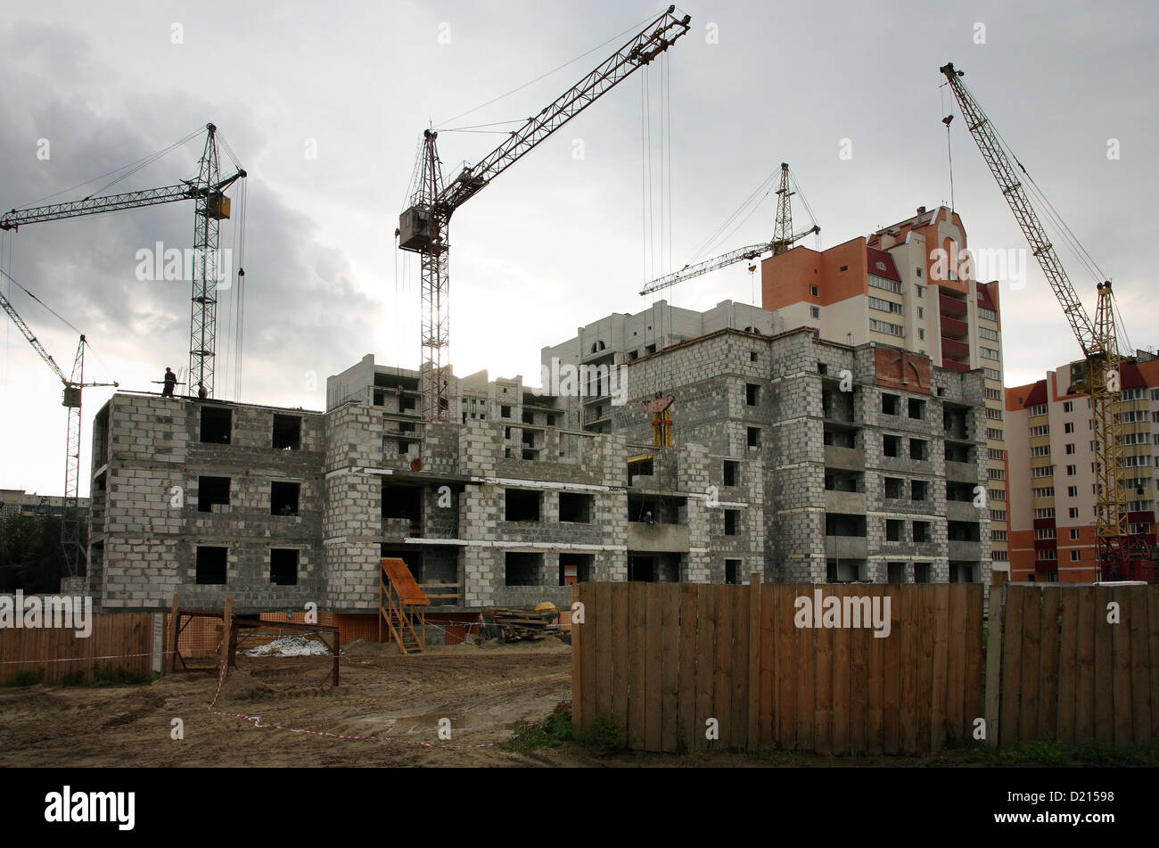 Gomel, Belarus, construction site for a government sponsored house Stock Photo