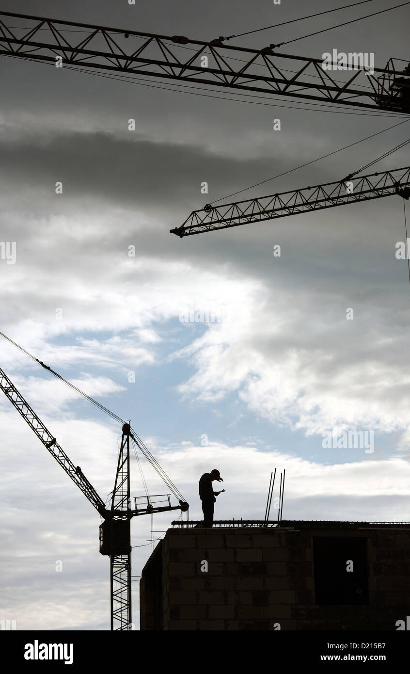 Gomel, Belarus, construction site for a government sponsored house Stock Photo