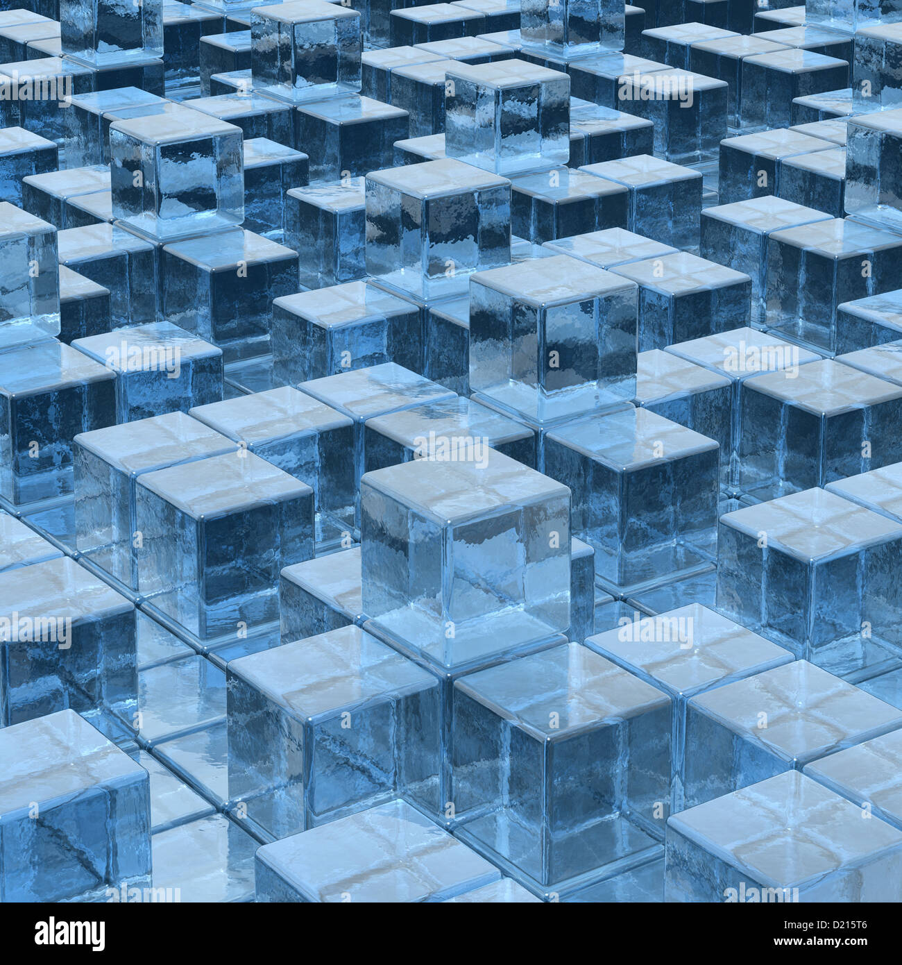 3D transparent ice cubes blue background Stock Photo - Alamy