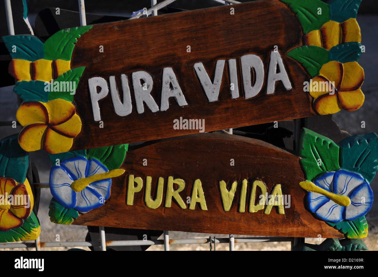 Playa Tamarindo, Costa Rica: 'pura vida' signs Stock Photo