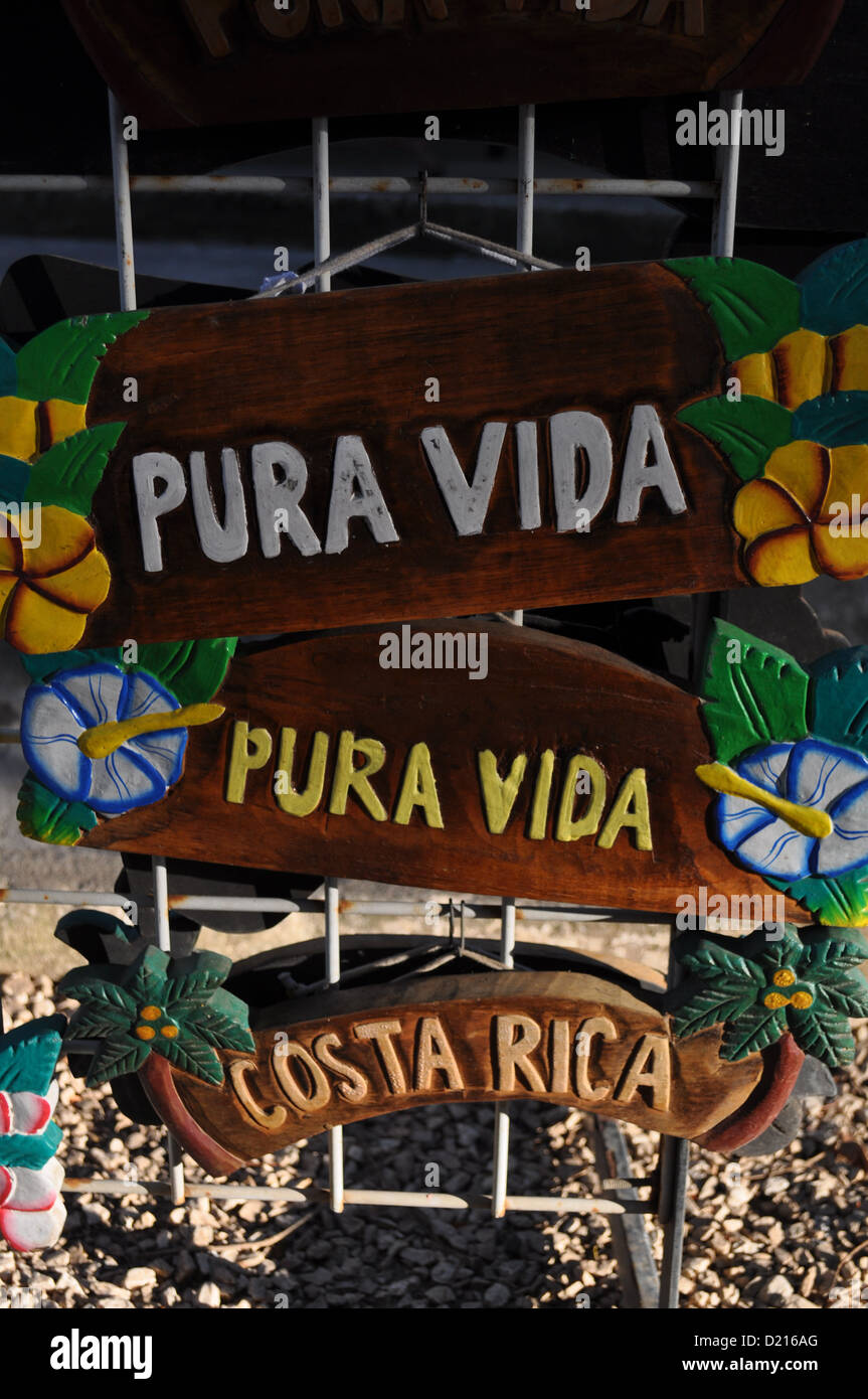 Playa Tamarindo, Costa Rica: 'pura vida' signs Stock Photo