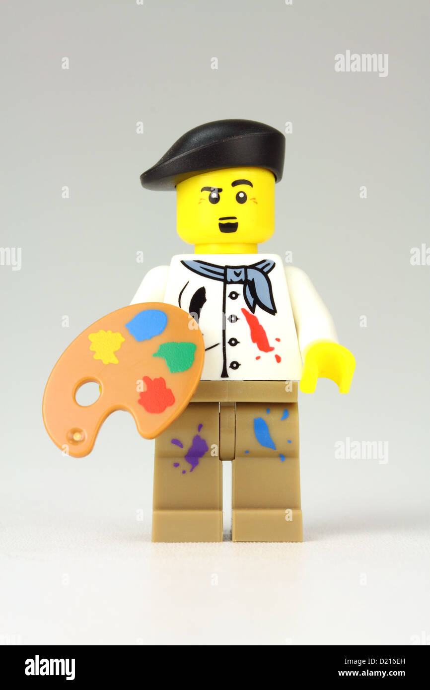Lego artist / painter with paint palette Stock Photo