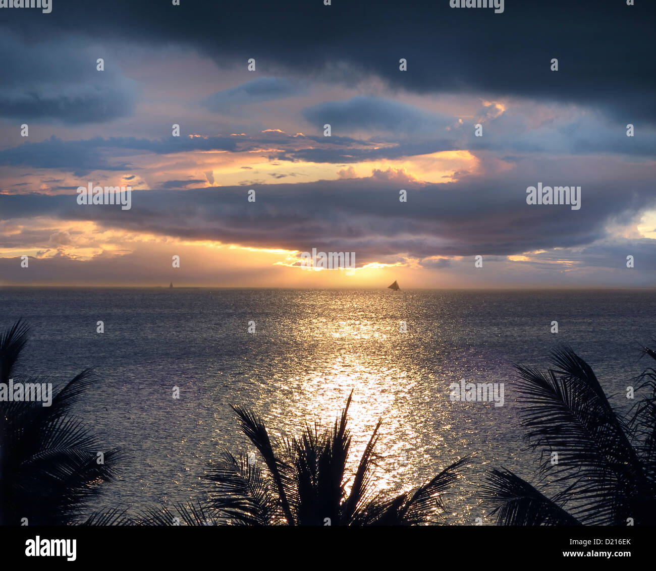 View of Manila Bay at sunset, Manila, Philippines, Asia Stock Photo