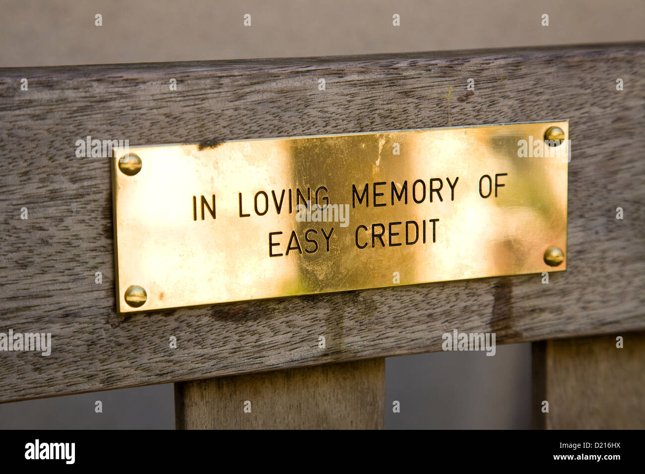 Plaque On Bench Reads In Loving Memory Of Easy Credit Situated