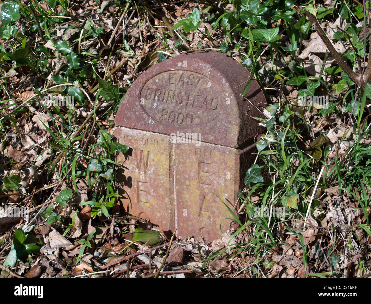 Commemorative marker stone on greenwich prime meridian for millenium