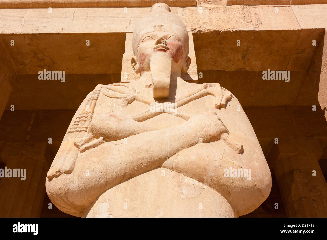 A huge statue of the Egyptian god Osiris at Hapshetpsut's Temple in Luxor, Egypt Stock Photo