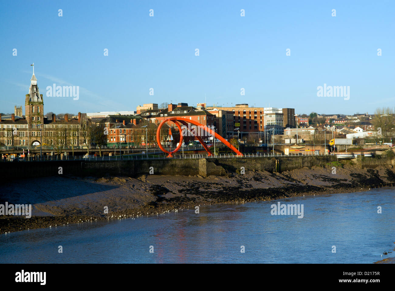 river usk and newport city centre gwent wales Stock Photo
