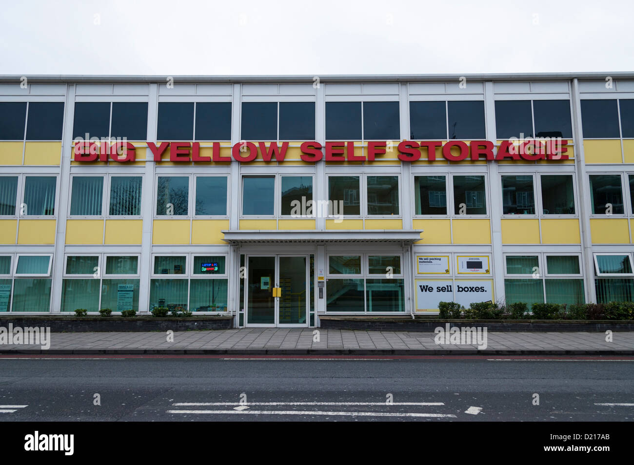 The Big Yellow Self Storage building and offices at Kennington Road