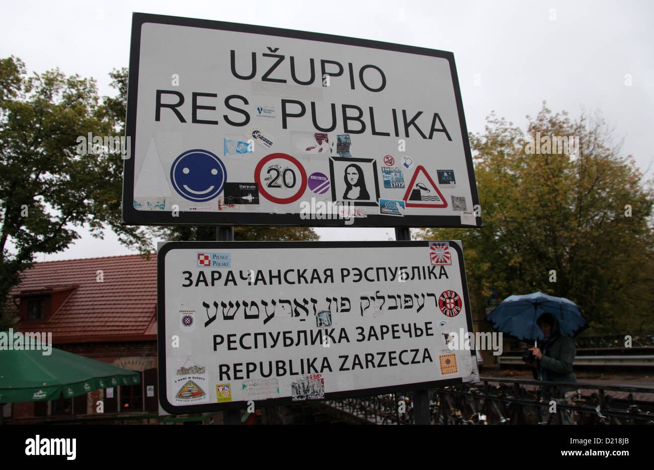 Uzupis District of Vilnius Sign in Lithuania Stock Photo