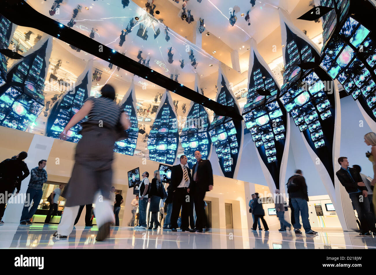 Berlin, Germany, visitors at the exhibition hall of Samsung Stock Photo