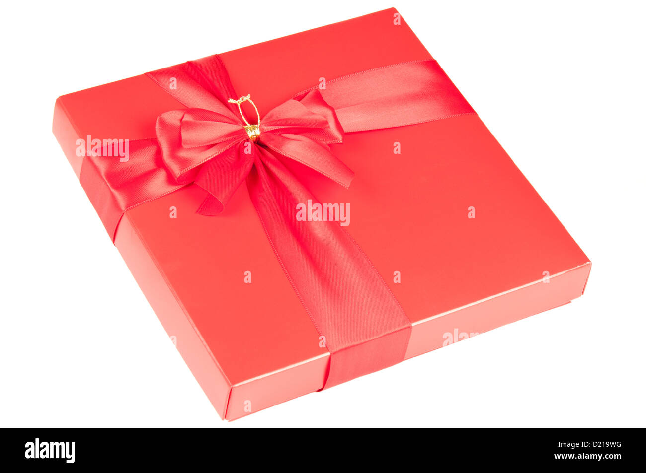 Red gift box with bow over a white background Stock Photo - Alamy