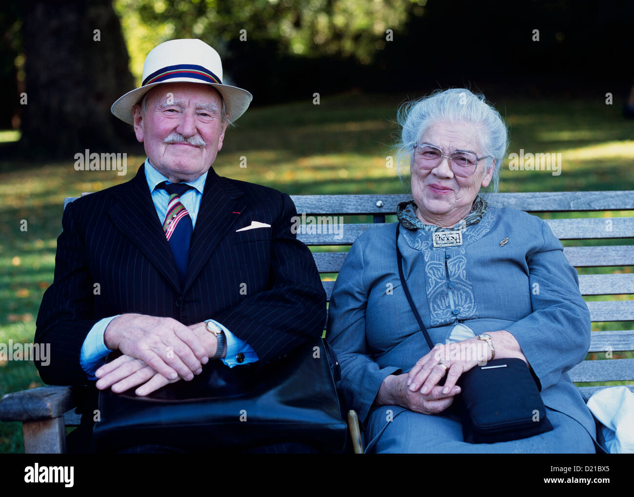 Elderly Couple Green Park London UK Stock Photo