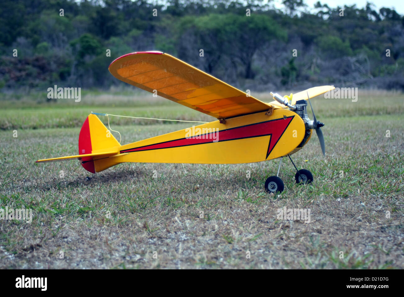 Radio control model airplane with a petrol engine Stock Photo