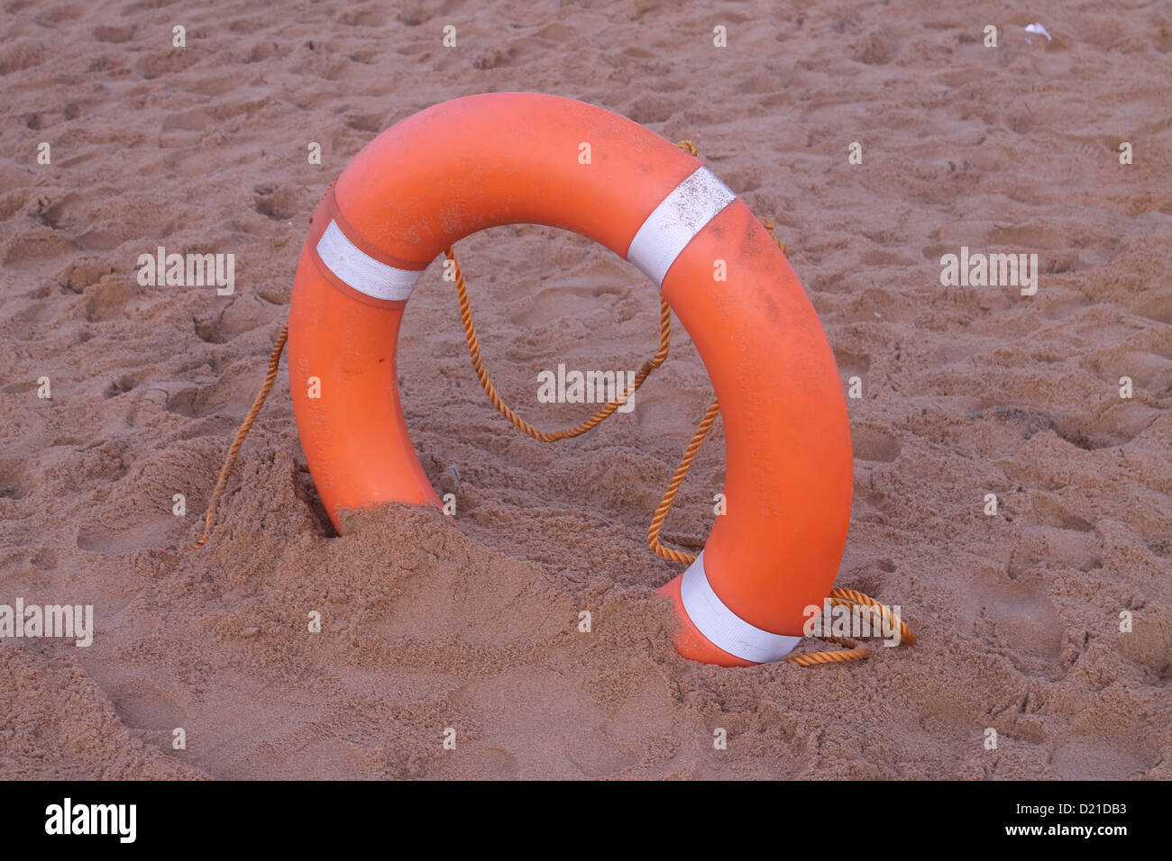 A lifebuoy, an early morning scene from Shanghumugham beach, Kerala, India Stock Photo