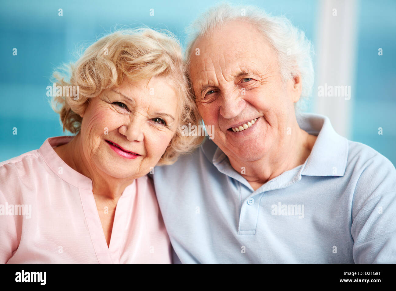 Portrait of charming seniors enjoying spending time together Stock Photo