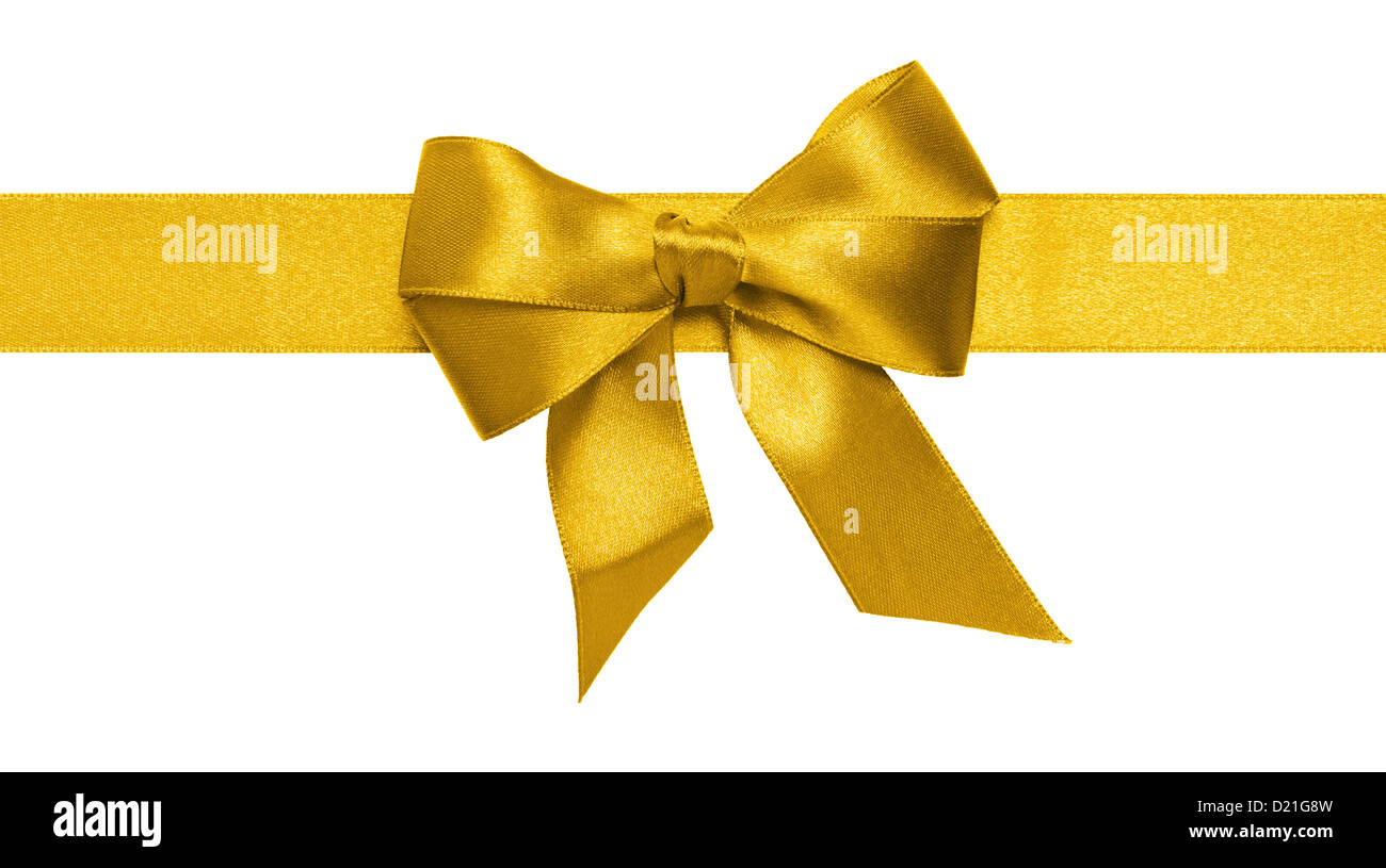 gold ribbon bow isolated on white background Stock Photo - Alamy