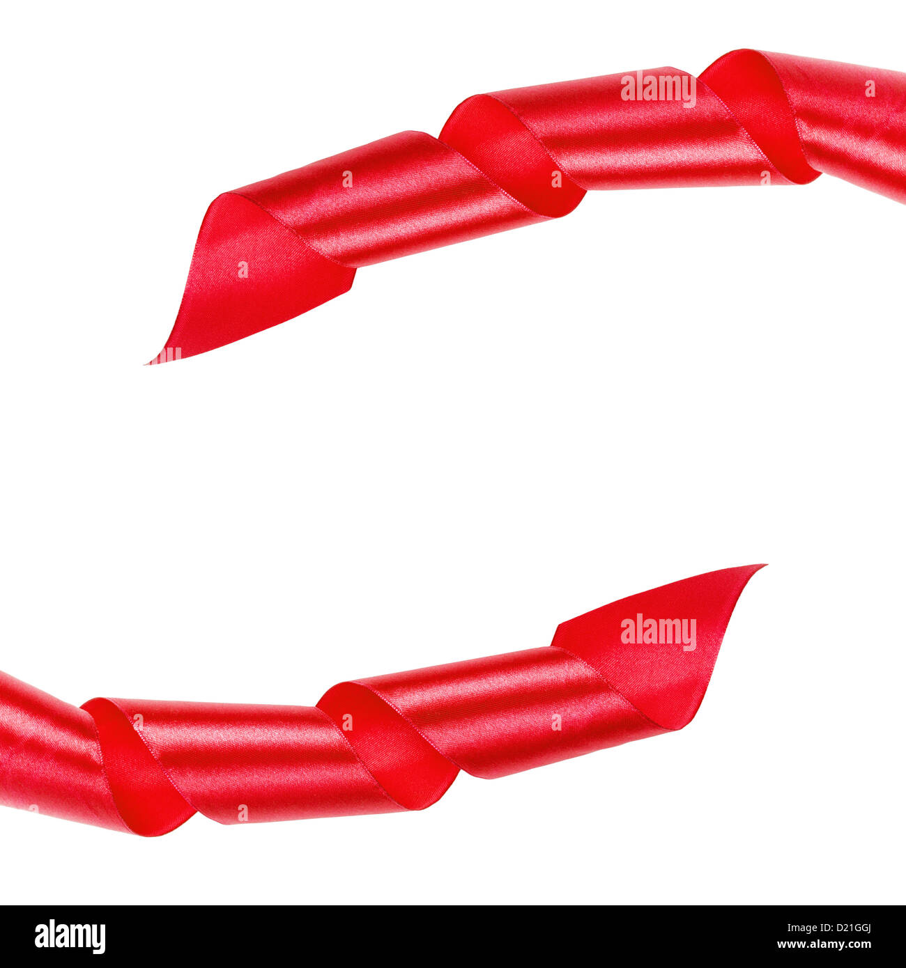 red curled ribbon frame, isolated on white Stock Photo - Alamy