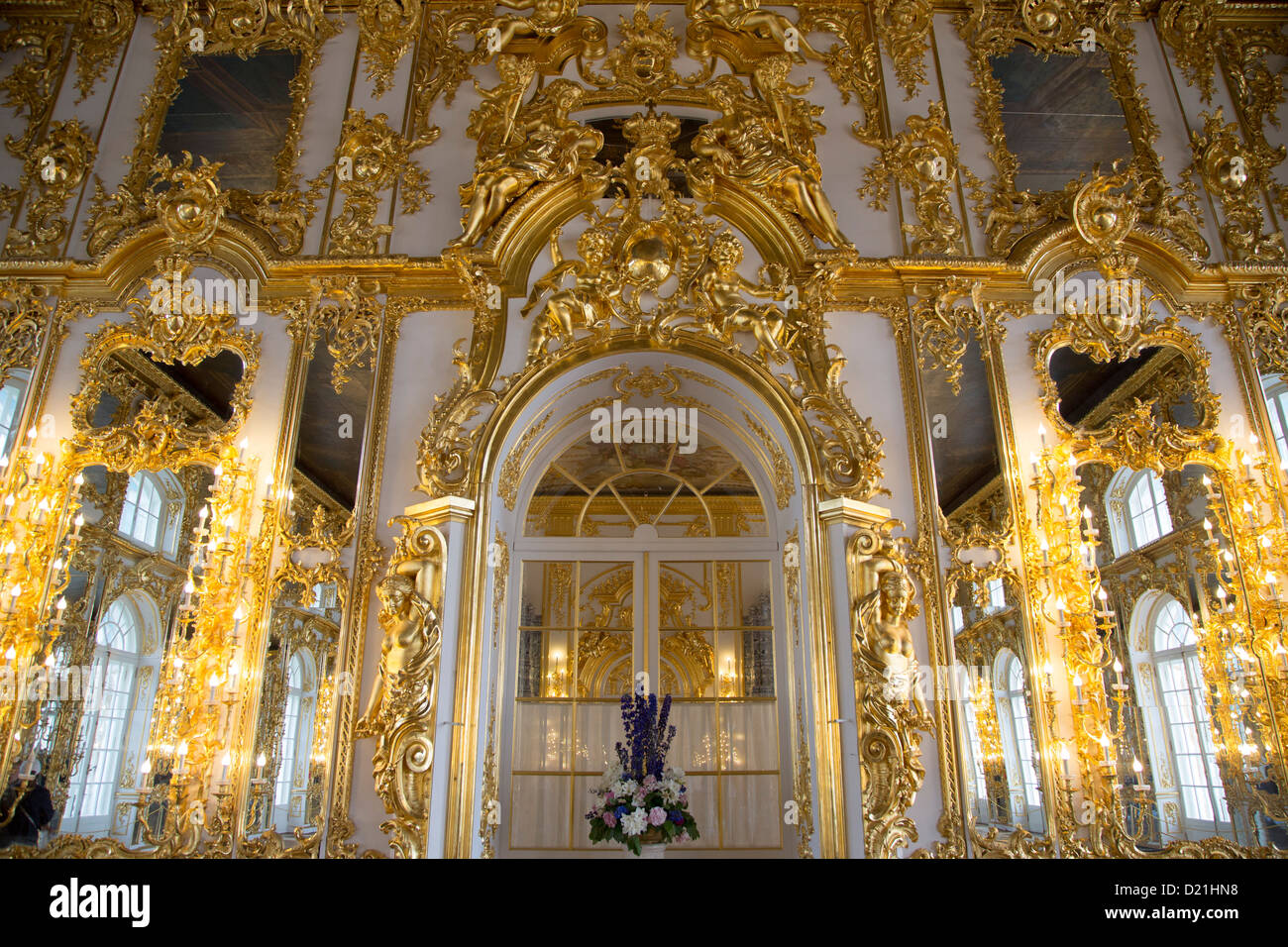 Interior of Catherine Palace, Tsarskoye Selo, Pushkin, St. Petersburg, Russia, Europe Stock Photo