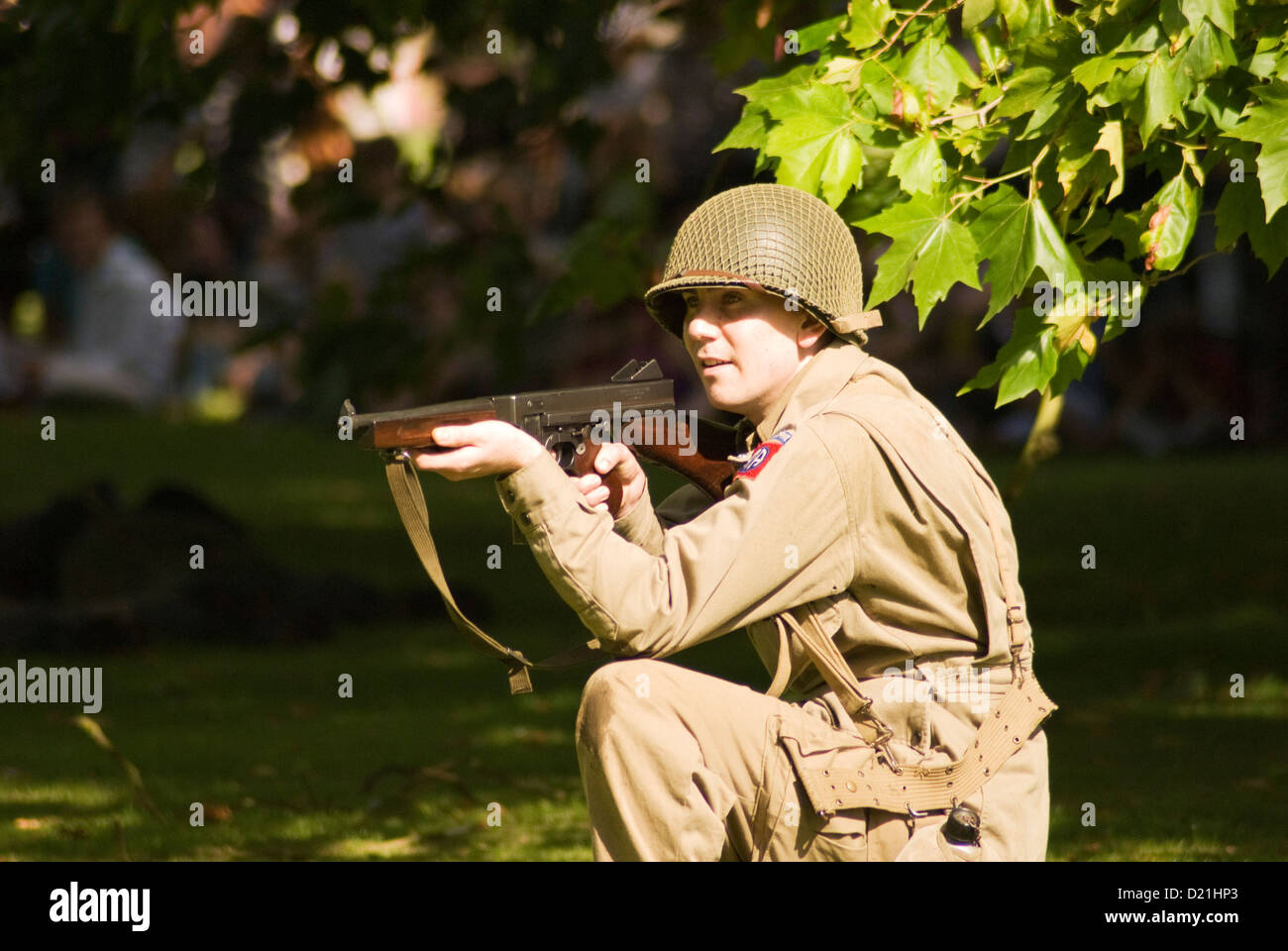 A female soldier at a WW2 reenactment Stock Photo