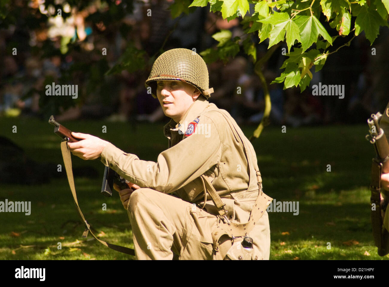 A female soldier at a WW2 reenactment Stock Photo