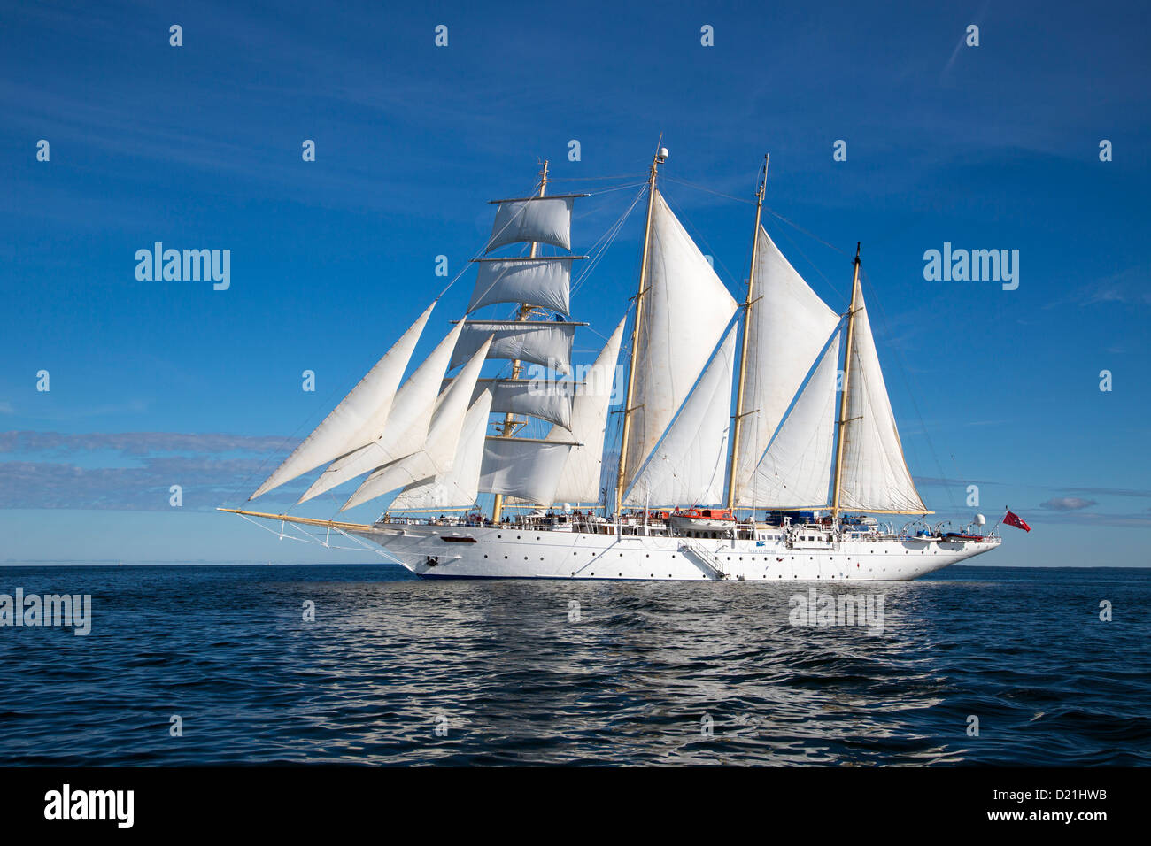 Sailing cruise ship Star Flyer under full sail, Baltic Sea, Finland, Europe Stock Photo