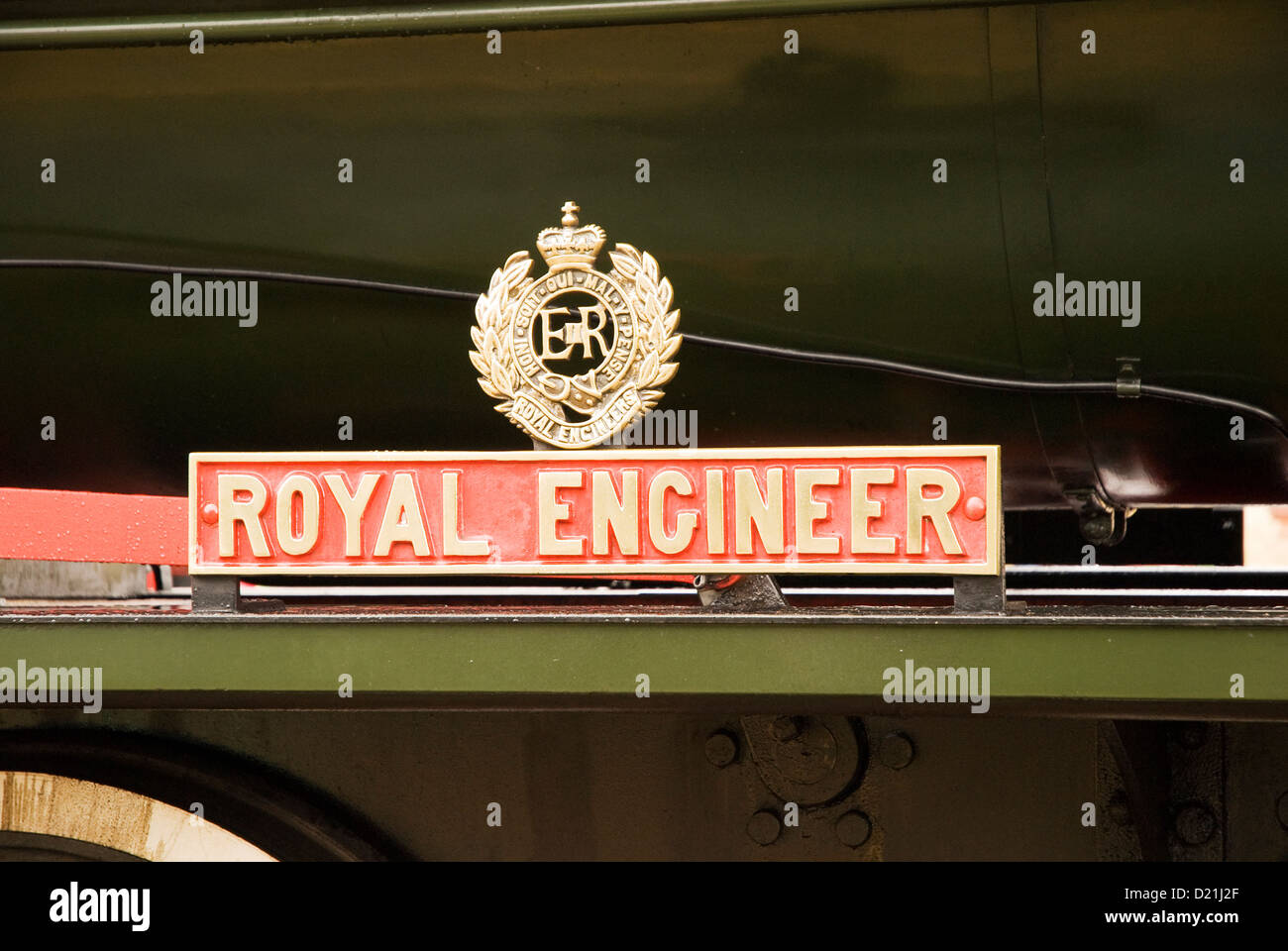 Old steam locomotive nameplate Stock Photo