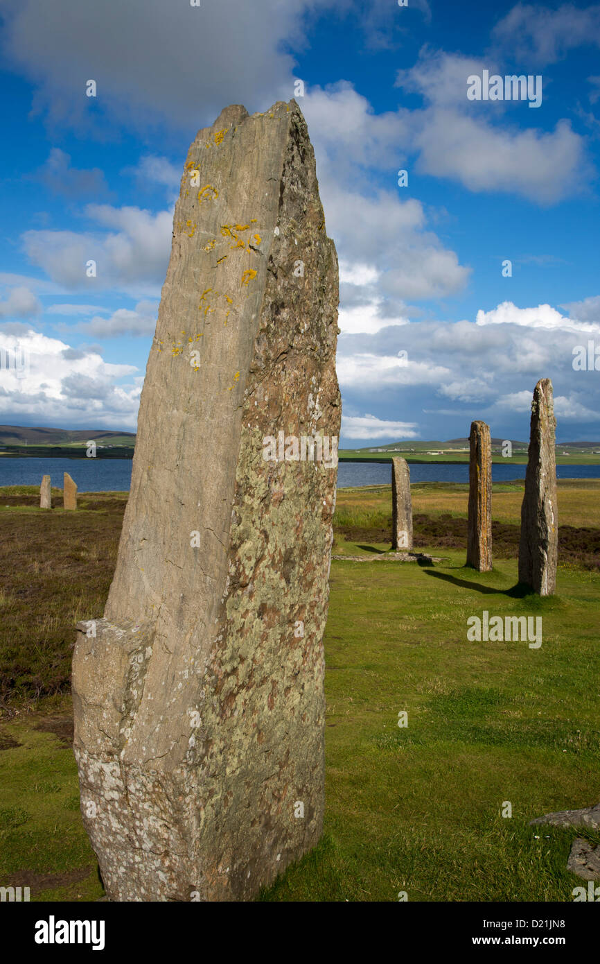 The Ring of Brodgar circle of Neolithic standing stones, Orkney Islands, Scotland, United Kingdom Stock Photo