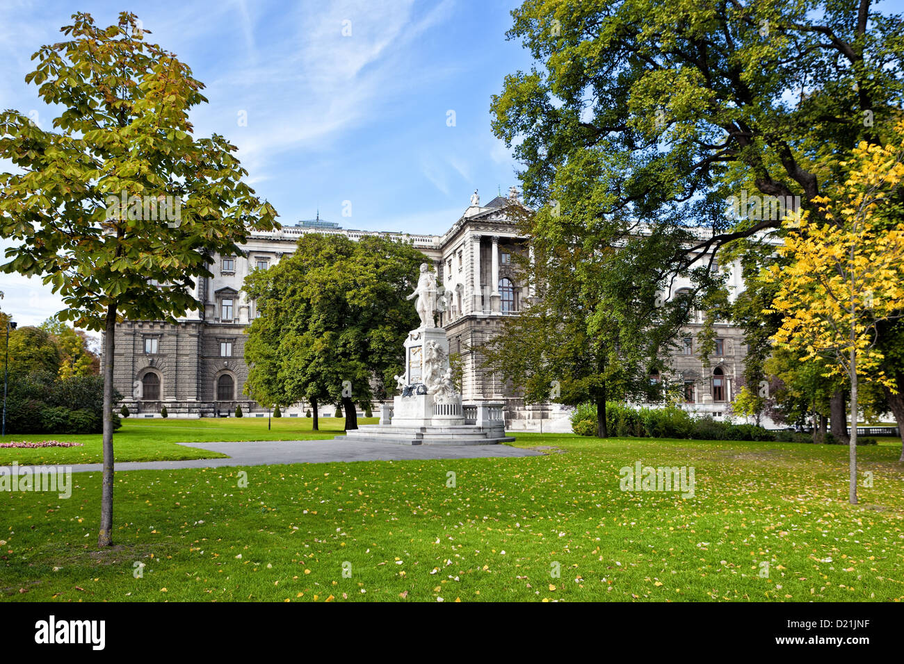 Mozart statue in the Burggarten park of Hofburg Imperial Palace Gardens Stock Photo