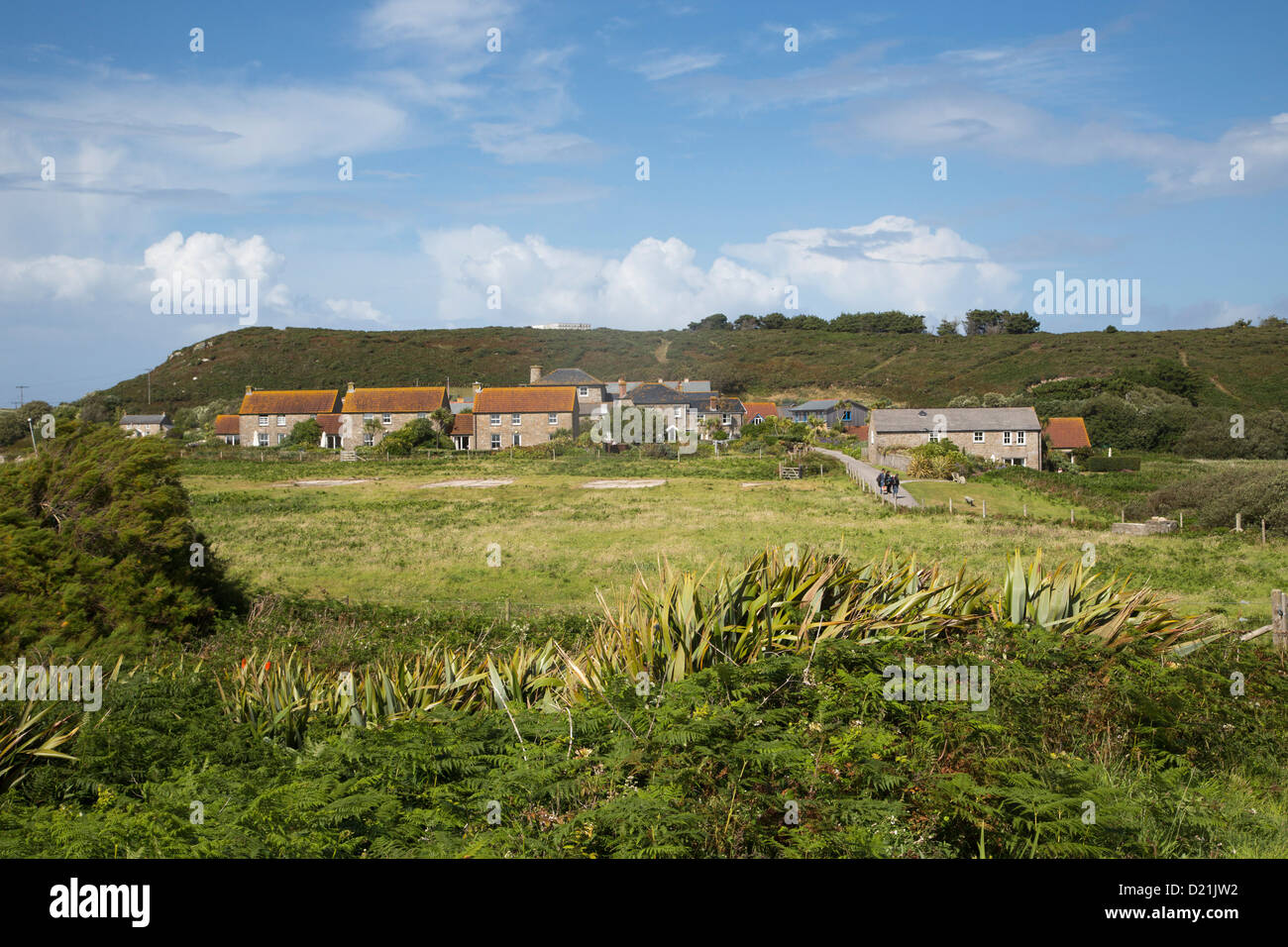 Houses at the New Grimsby, Tresco, Isles of Scilly, Cornwall, England