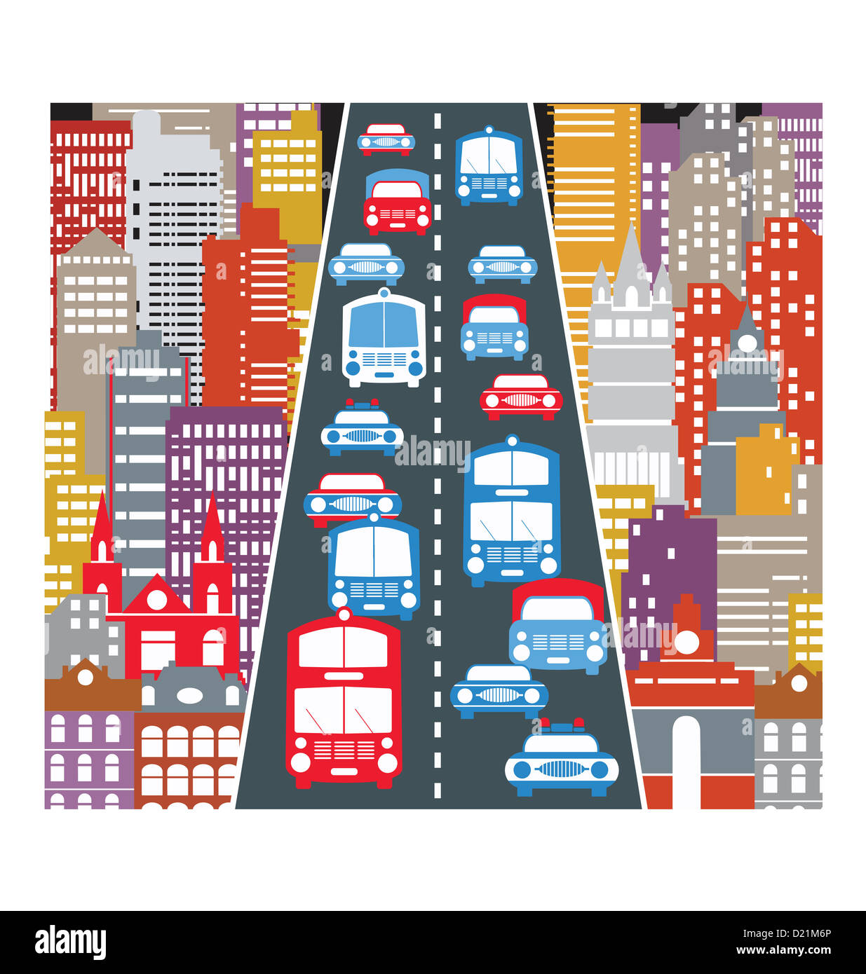 A stylized image of the urban automobile traffic in the big city Stock ...