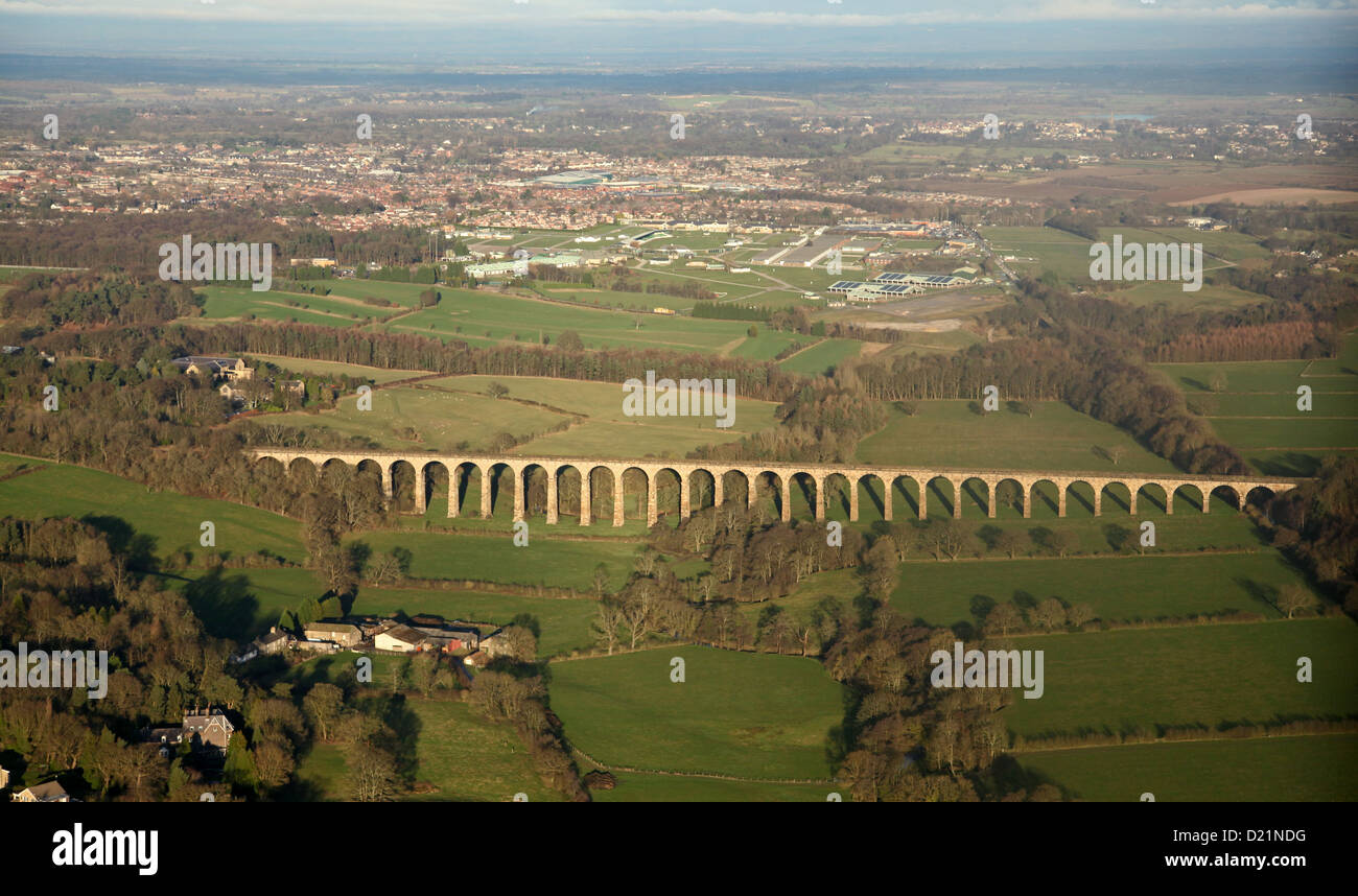 aerial view of a rail viaduct just south of Harrogate, North Yorkshire Stock Photo
