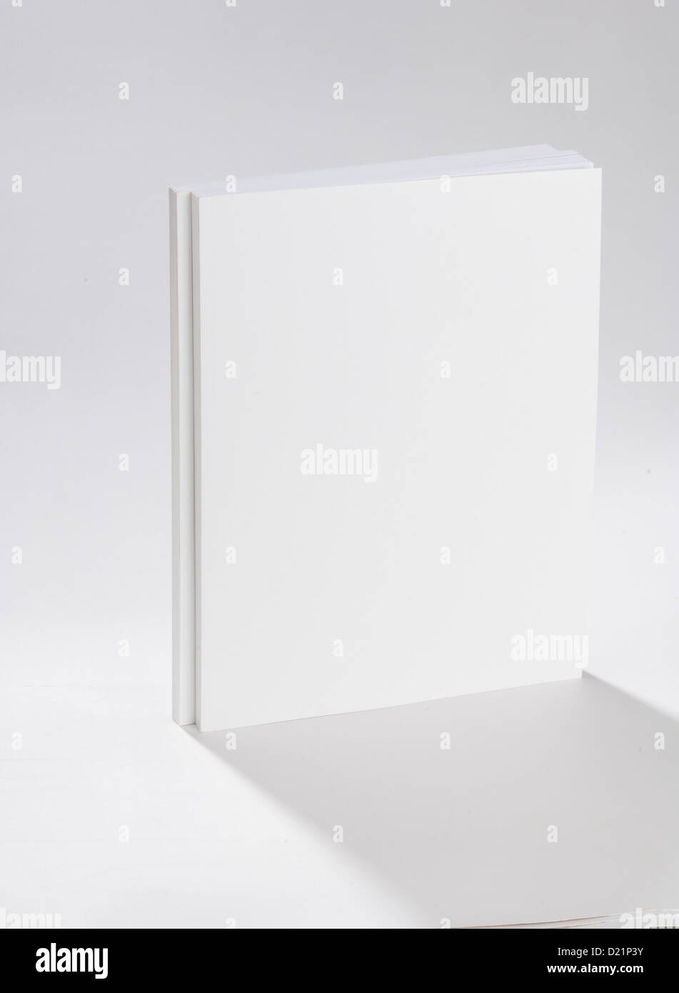 Two blank books on white ground Stock Photo