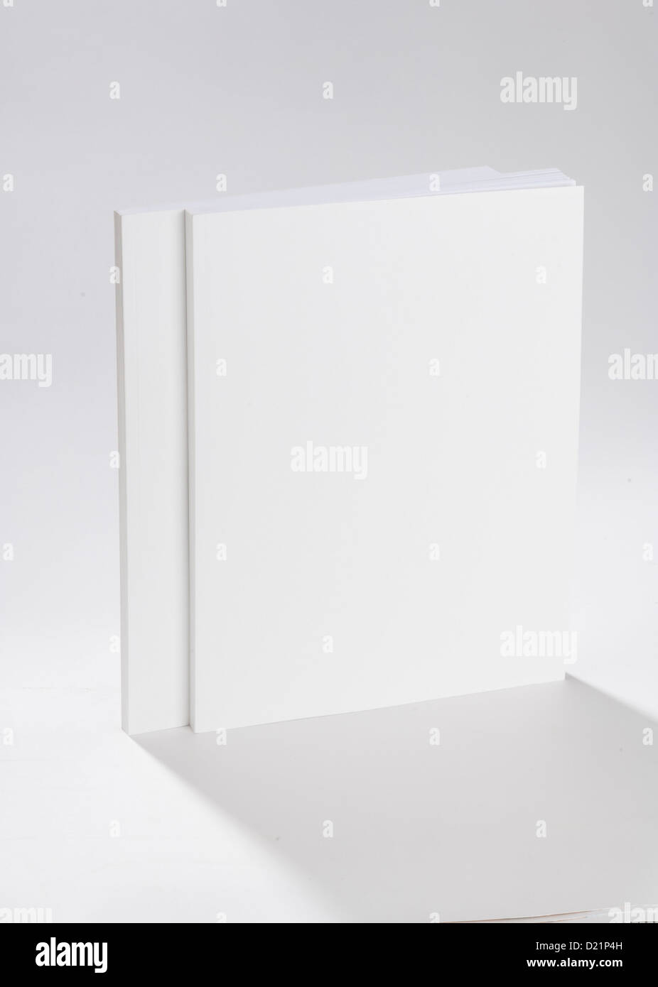 Two blank books on white ground Stock Photo