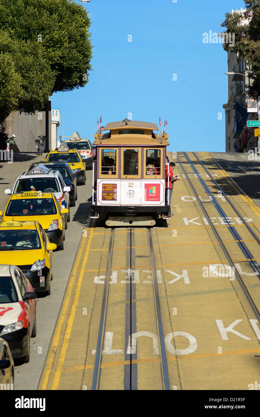 San Francisco PowellMason Line Cable Car, Fisherman's Wharf, USA Stock
