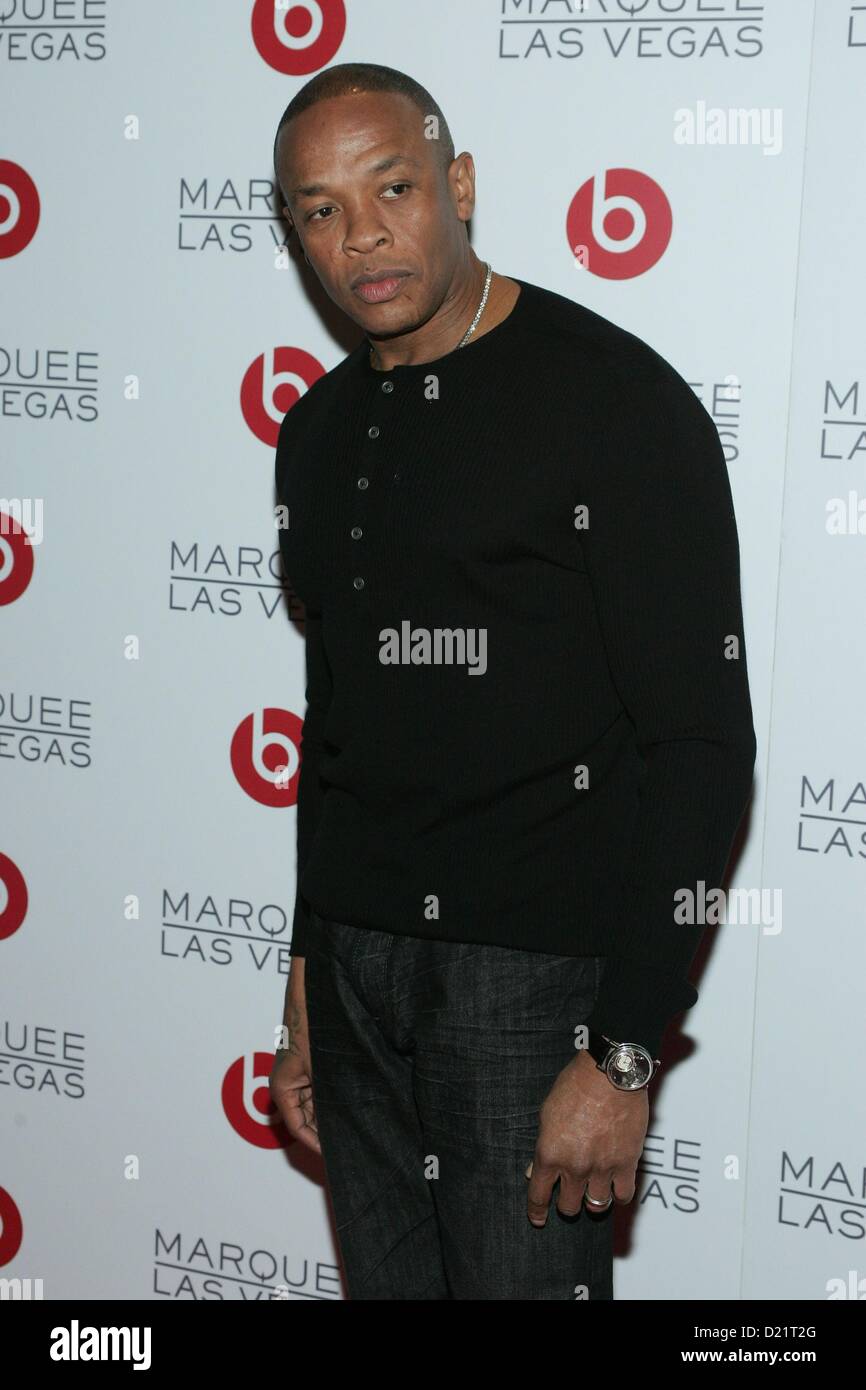 Dr. Dre at arrivals for Beats by Dr. Dre CES After-Party at Marquee,  Marquee Nightclub at The Cosmopolitan, Las Vegas, NV January 10, 2013.  Photo By: James Atoa/Everett Collection Stock Photo -