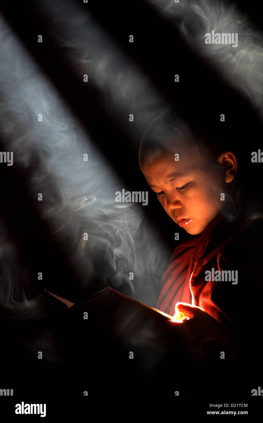 Young novice in Bagan , Myanmar / Burma Stock Photo