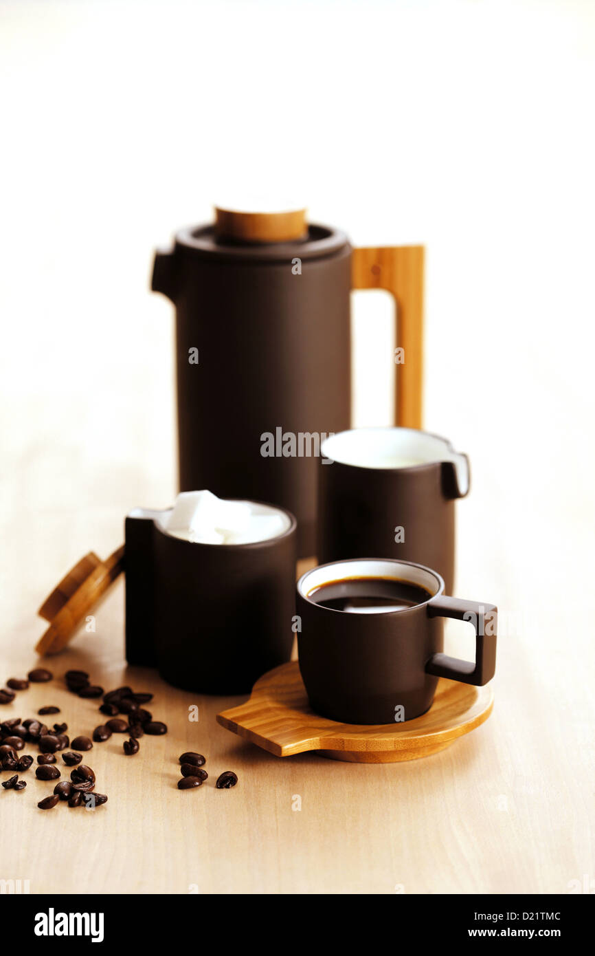 cup of coffee and coffee beans isolated on white background Stock Photo ...