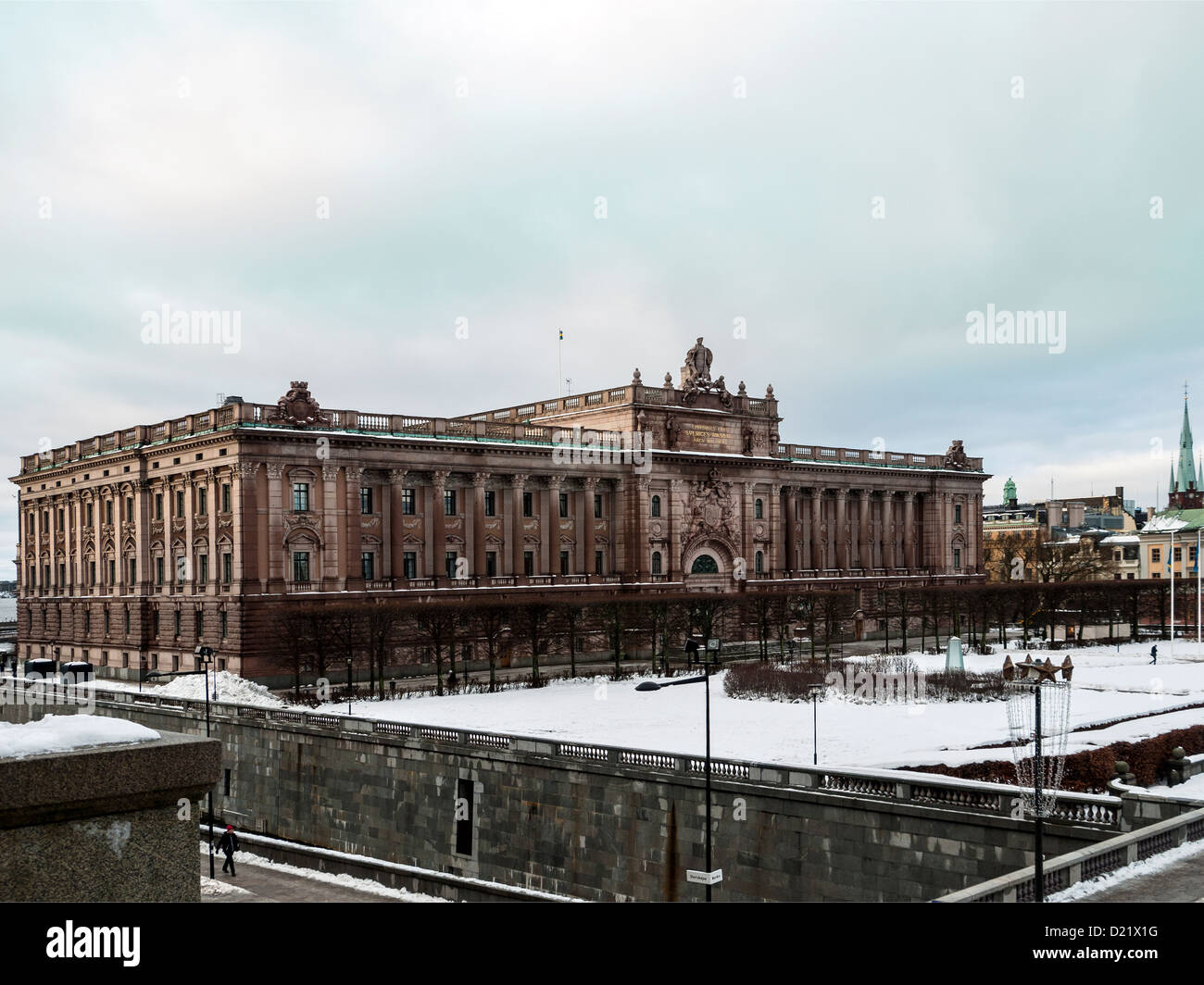 Swedish Parliament building - Riksdag - in winter, Gamla stan (old town) Stockholm, Sweden Stock Photo