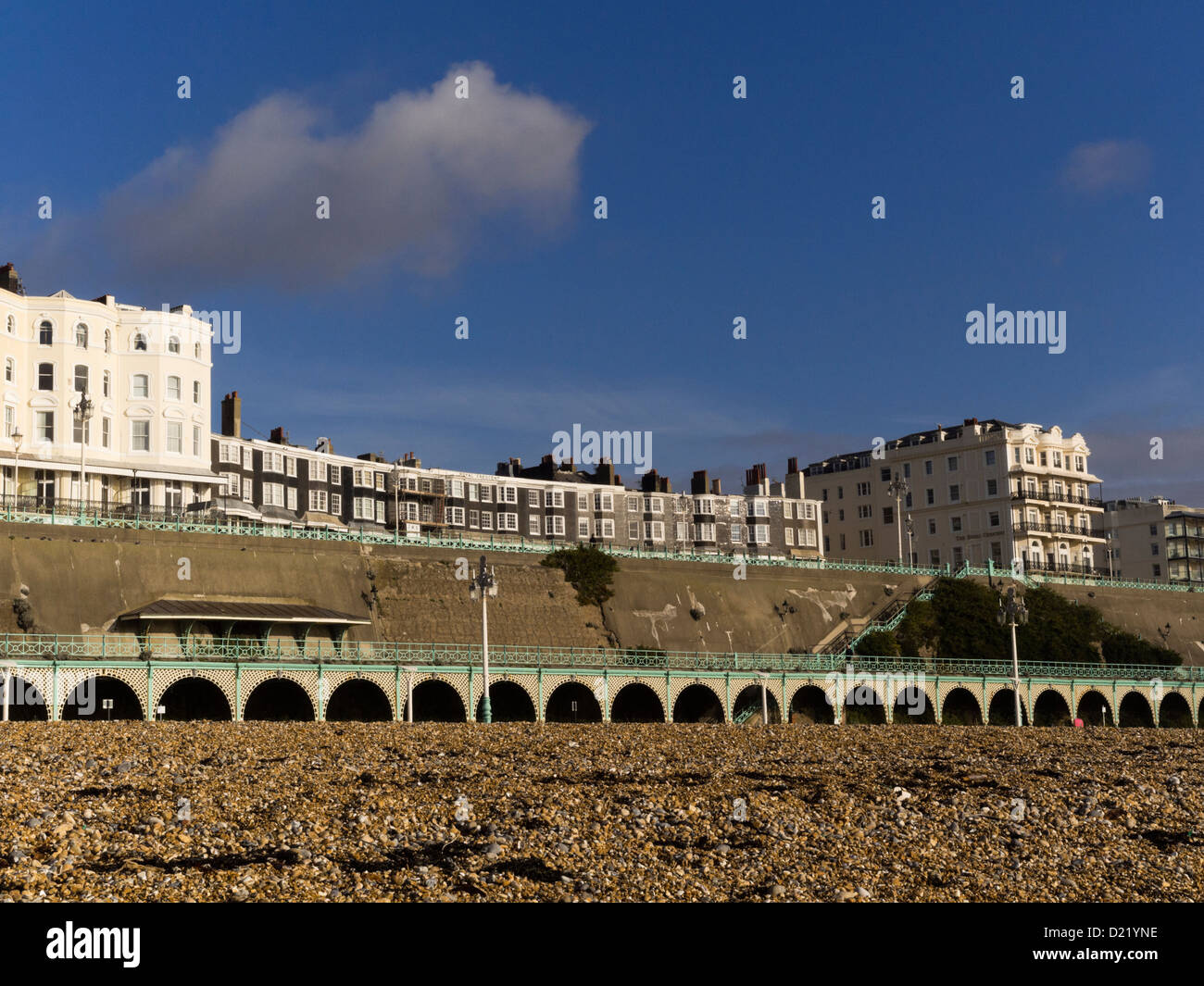 Royal Crescent and Marine Parade, Brighton, as seen from Brighton beach, East Sussex, England, UK Stock Photo
