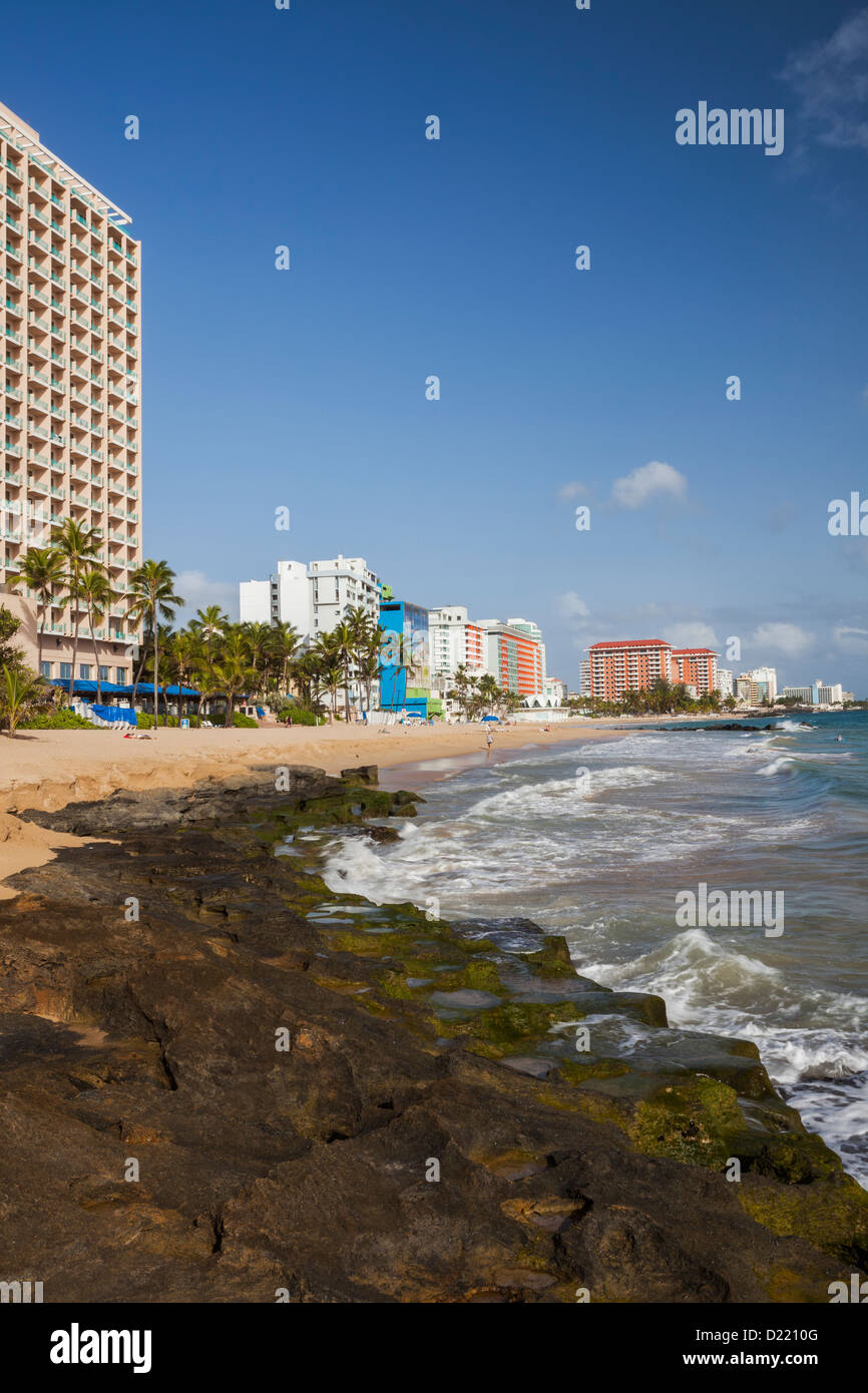 Hotels along Condado Beach, San Juan, Puerto Rico Stock Photo