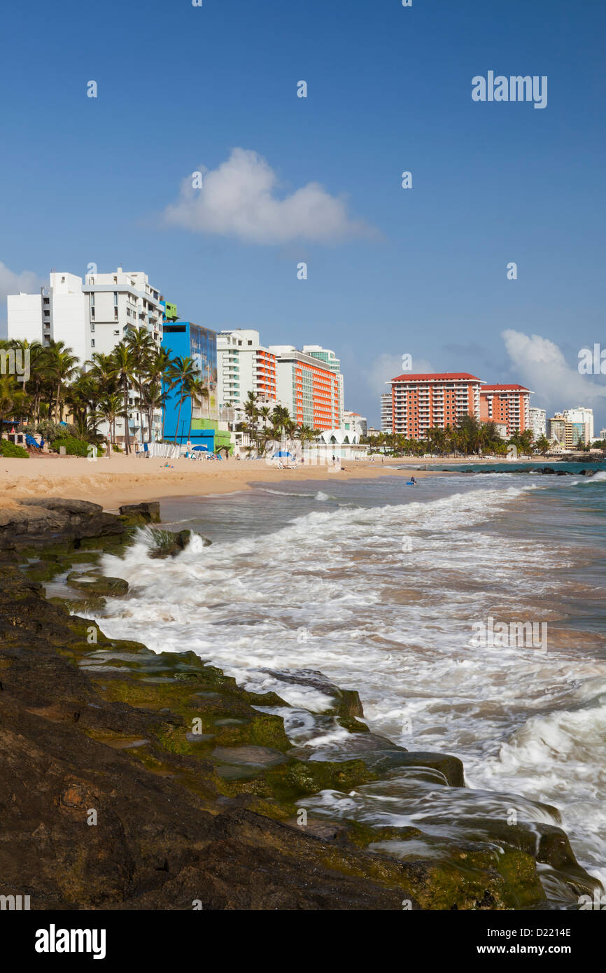 Hotels along Condado Beach, San Juan, Puerto Rico Stock Photo