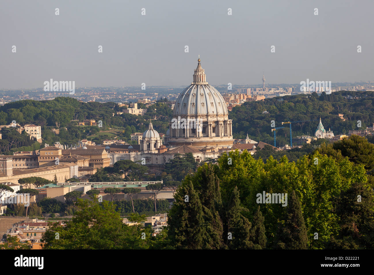 Saint Peter's cathedral dome in the distance Rome Italy Stock Photo