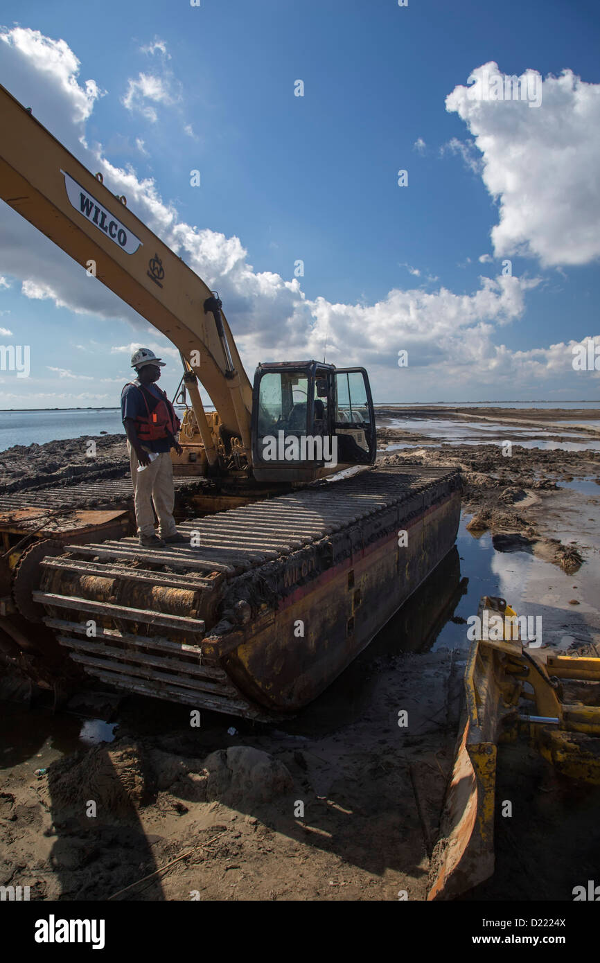 Pointe a la Hache, Louisiana - The Lake Hermitage Marsh Creation project. Stock Photo